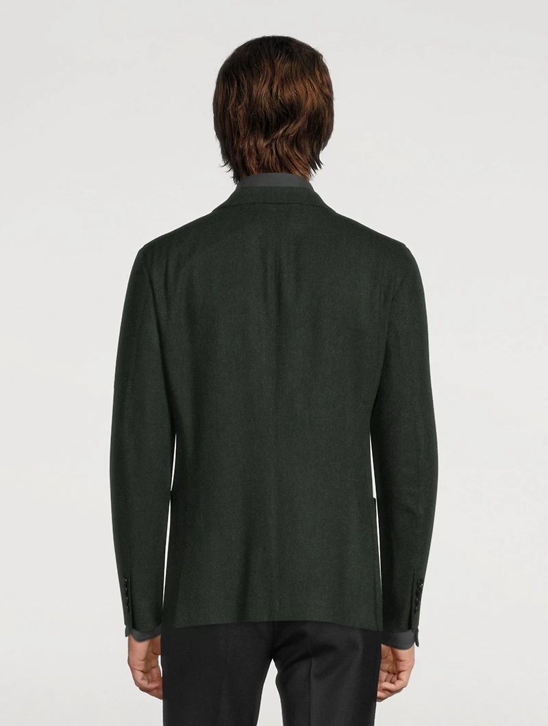 Wool And Cashmere Jacket Herringbone Print
