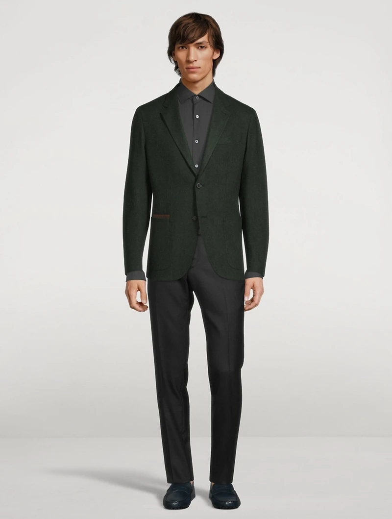 Wool And Cashmere Jacket Herringbone Print