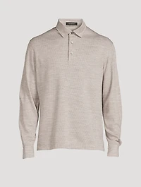 Cotton And Wool Long-Sleeve Polo Shirt