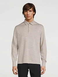 Cotton And Wool Long-Sleeve Polo Shirt