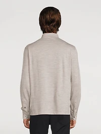 Cotton And Wool Long-Sleeve Polo Shirt