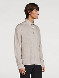 Cotton And Wool Long-Sleeve Polo Shirt