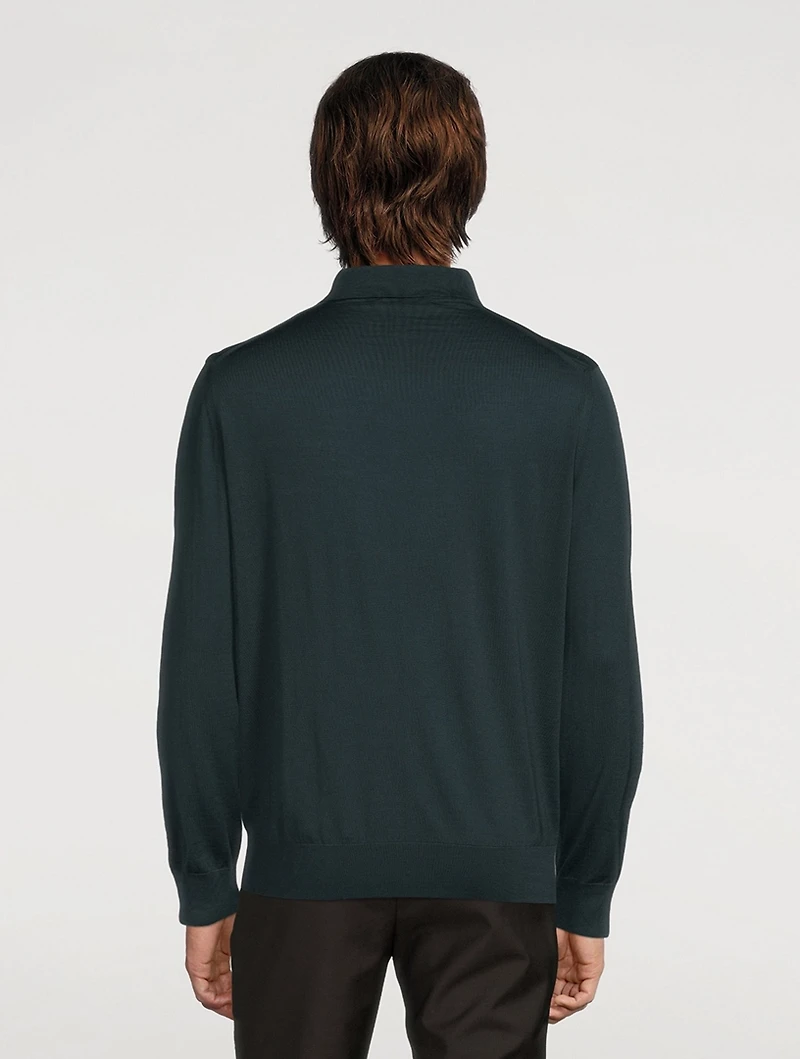 Wool Long-Sleeve Polo Shirt