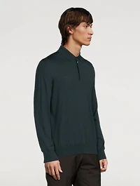 Wool Long-Sleeve Polo Shirt