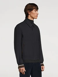 Wool Zip Jacket With Leather Detail