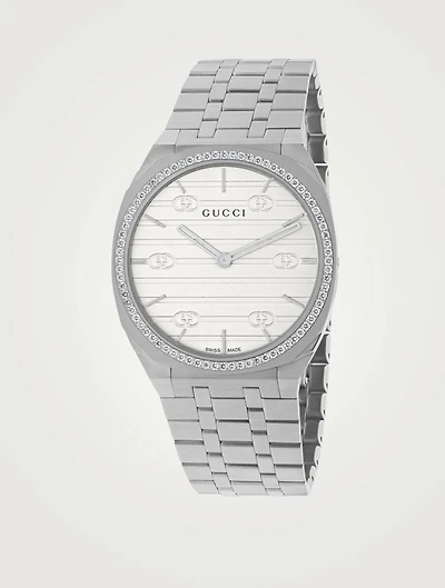 25H Stainless Steel Bracelet Watch With Diamonds