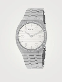 25H Stainless Steel Bracelet Watch With Diamonds