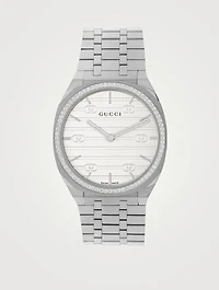 25H Stainless Steel Bracelet Watch With Diamonds
