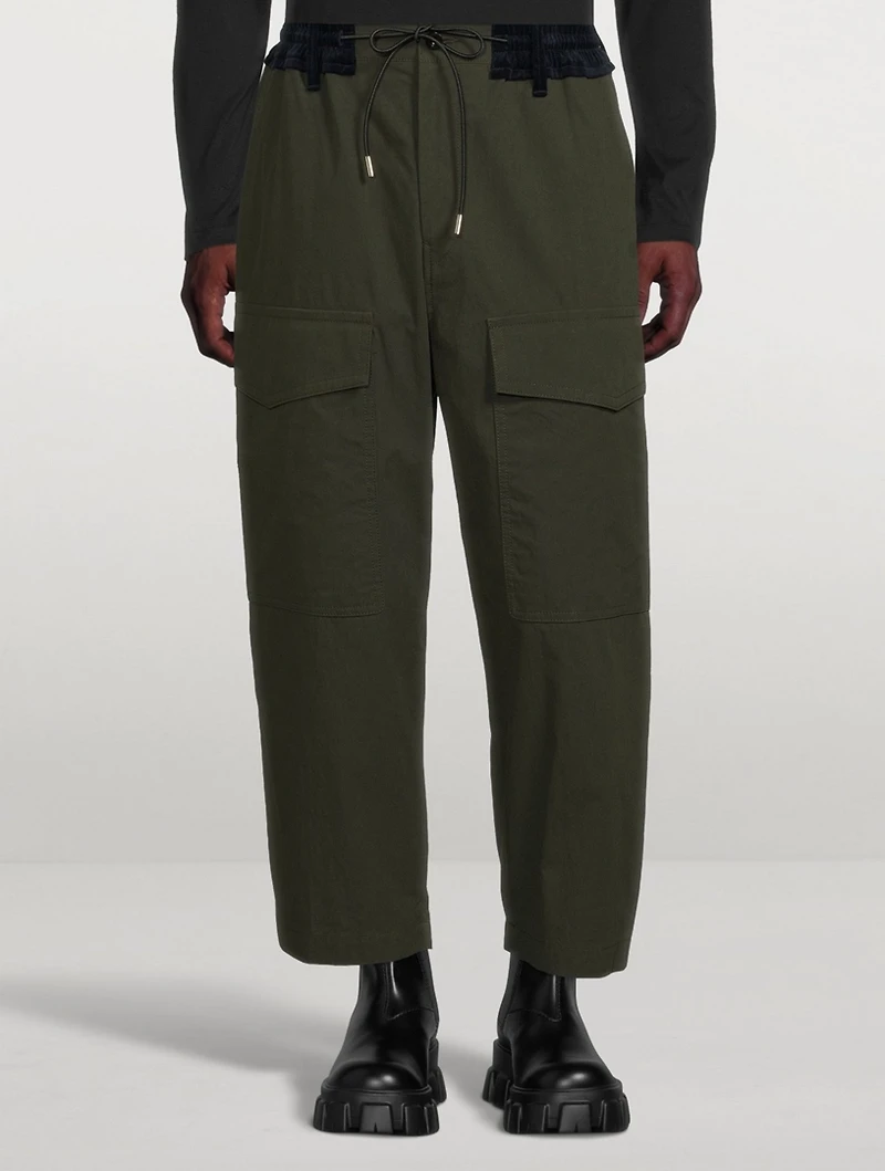Cotton Drawstring Cargo Pants