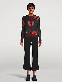 Virgin Wool Cardigan Floral Print