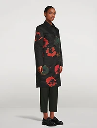Nylon Twill Coat Sunflower Print