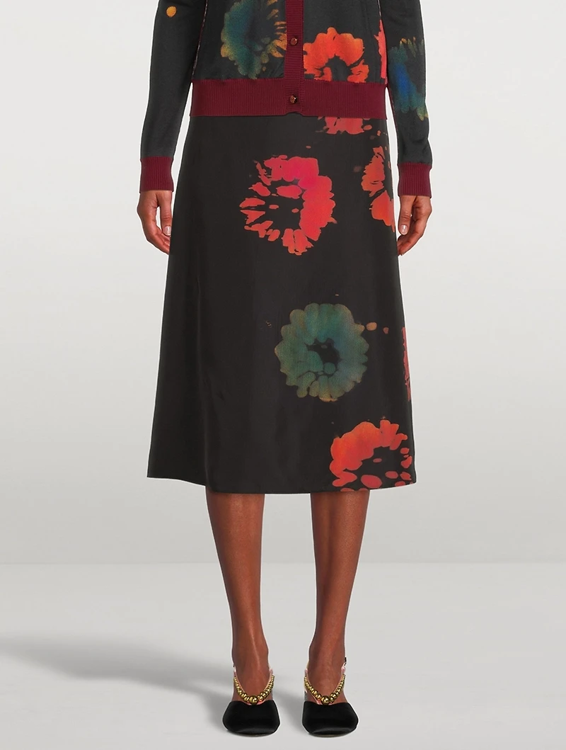 Midi Skirt Sunflower Print
