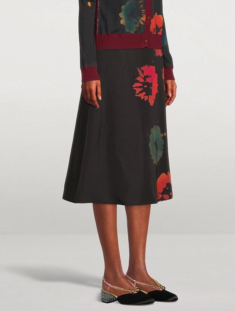 Midi Skirt Sunflower Print