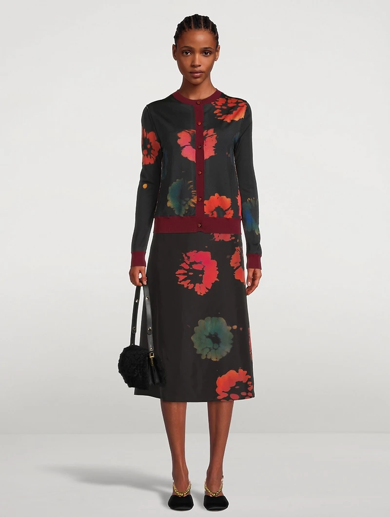 Midi Skirt Sunflower Print