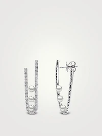 Sleek 18K White Gold Earrings With Akoya Pearls And Diamonds