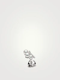 Sleek 18K White Gold Akoya Pearl Earrings With Diamonds
