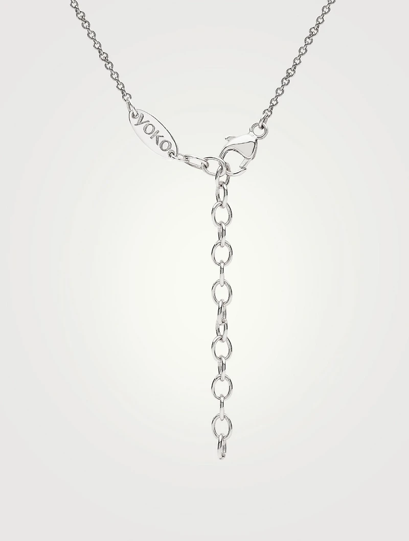Sleek 18K White Gold Akoya Pearl Necklace With Diamonds