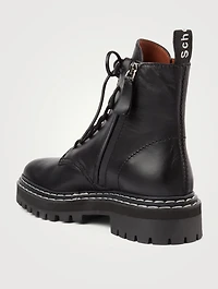 Leather Lug Sole Combat Boots