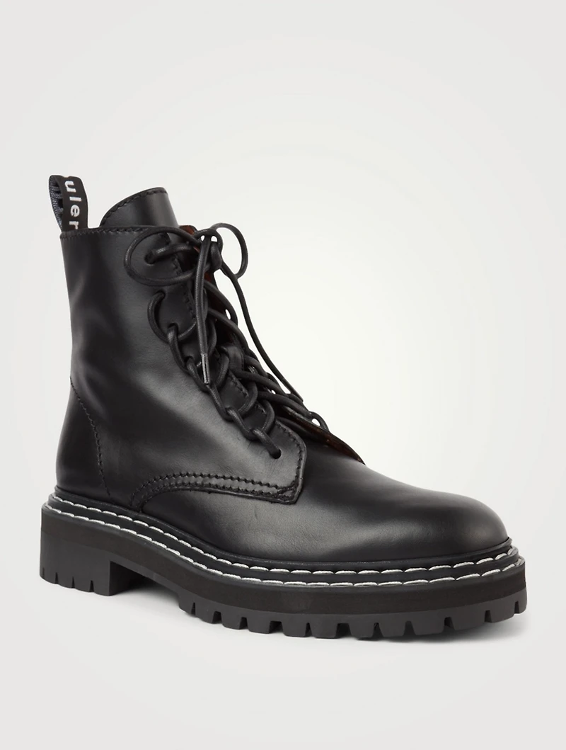 Leather Lug Sole Combat Boots