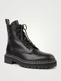 Leather Lug Sole Combat Boots