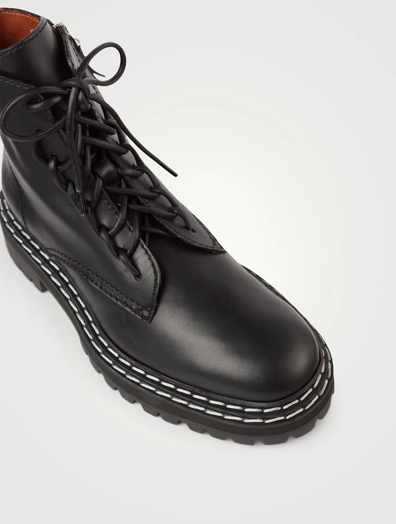 Leather Lug Sole Combat Boots