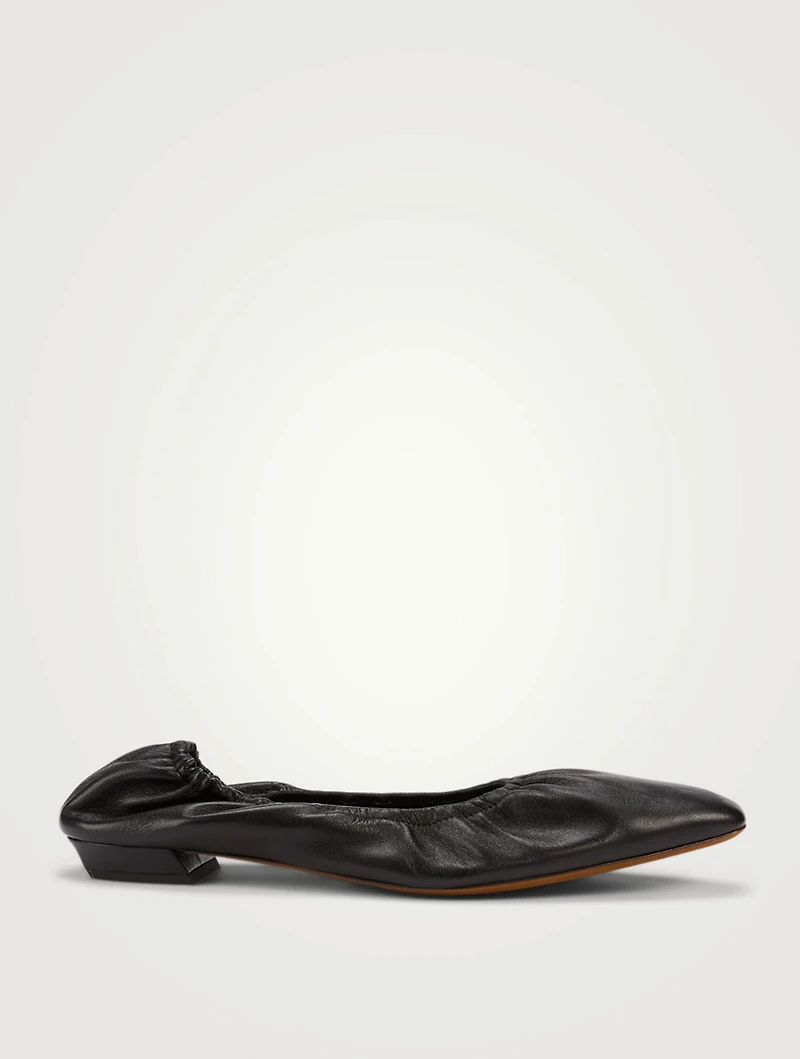 Ruched Leather Ballet Flats