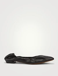 Ruched Leather Ballet Flats