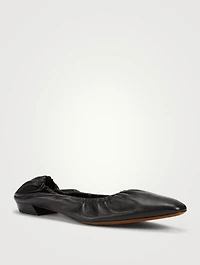 Ruched Leather Ballet Flats
