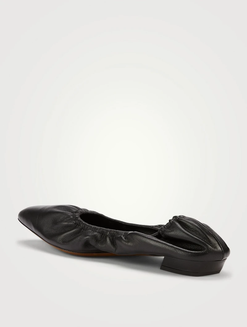Ruched Leather Ballet Flats