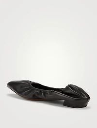 Ruched Leather Ballet Flats