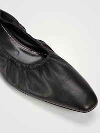 Ruched Leather Ballet Flats