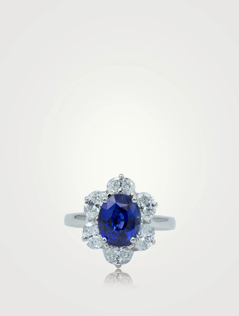 Oval Ceylon Sapphire Ring With Diamonds