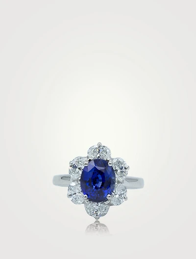 Oval Ceylon Sapphire Ring With Diamonds