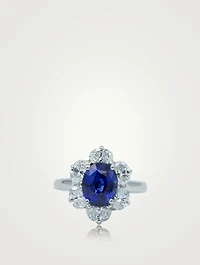 Oval Ceylon Sapphire Ring With Diamonds