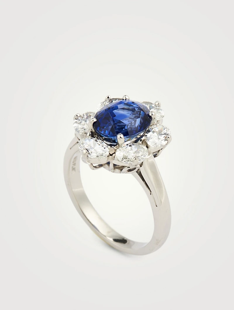 Oval Ceylon Sapphire Ring With Diamonds