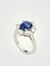 Oval Ceylon Sapphire Ring With Diamonds