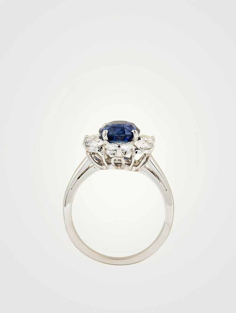 Oval Ceylon Sapphire Ring With Diamonds