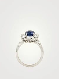 Oval Ceylon Sapphire Ring With Diamonds