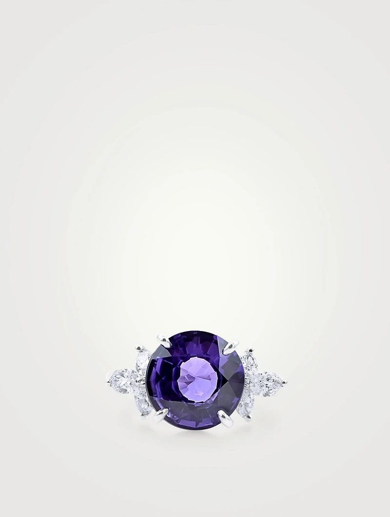 Oval Purple Sapphire Ring With Diamonds