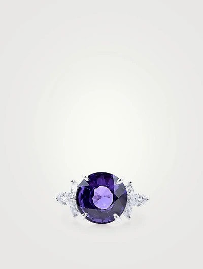 Oval Purple Sapphire Ring With Diamonds