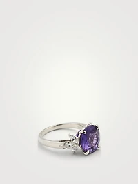 Oval Purple Sapphire Ring With Diamonds