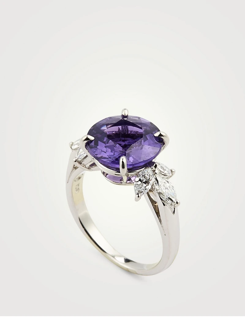 Oval Purple Sapphire Ring With Diamonds