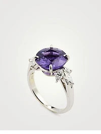Oval Purple Sapphire Ring With Diamonds