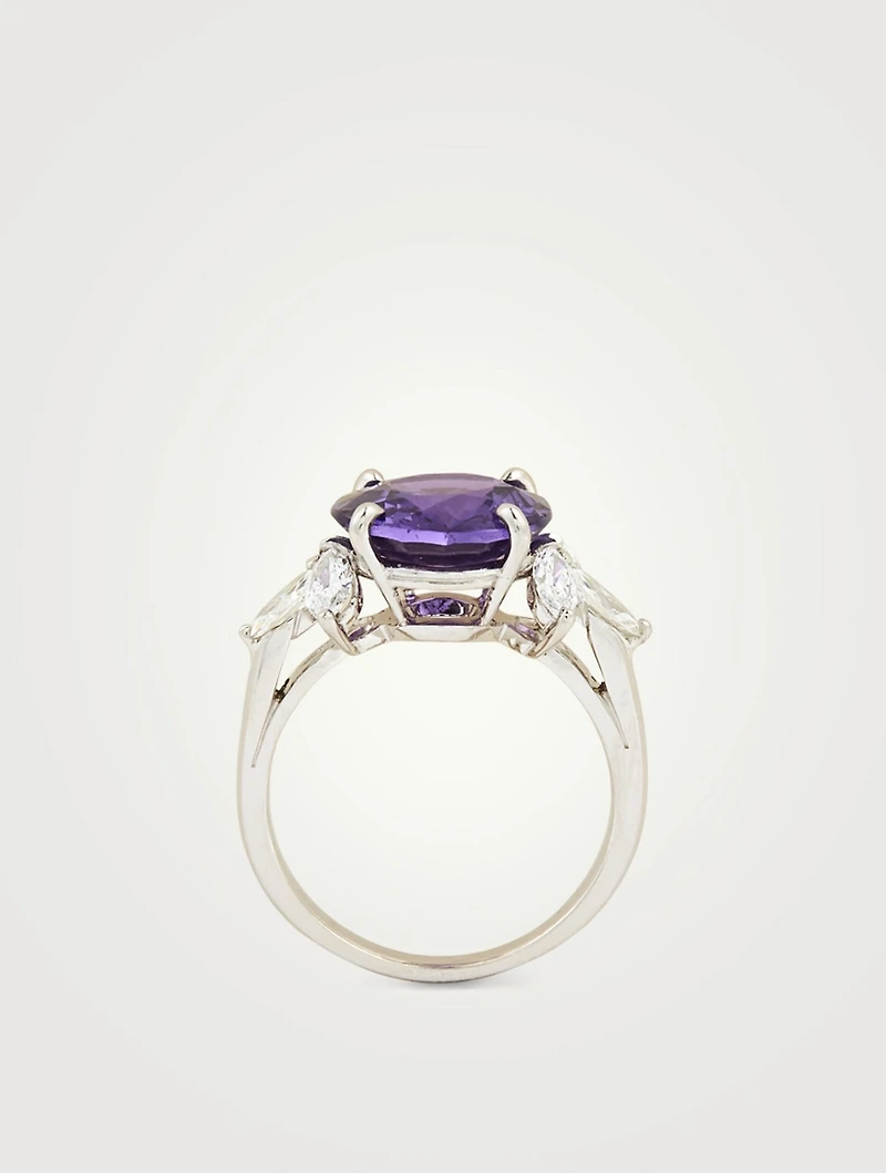 Oval Purple Sapphire Ring With Diamonds