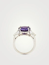 Oval Purple Sapphire Ring With Diamonds