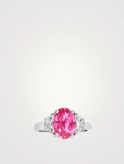 Oval Padparadscha Sapphire Ring With Diamonds