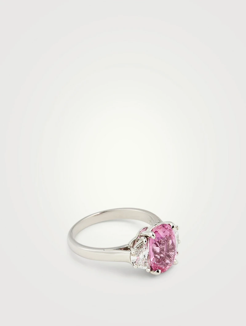 Oval Padparadscha Sapphire Ring With Diamonds