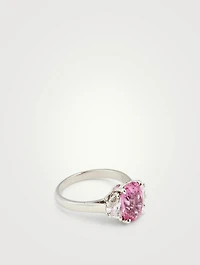 Oval Padparadscha Sapphire Ring With Diamonds