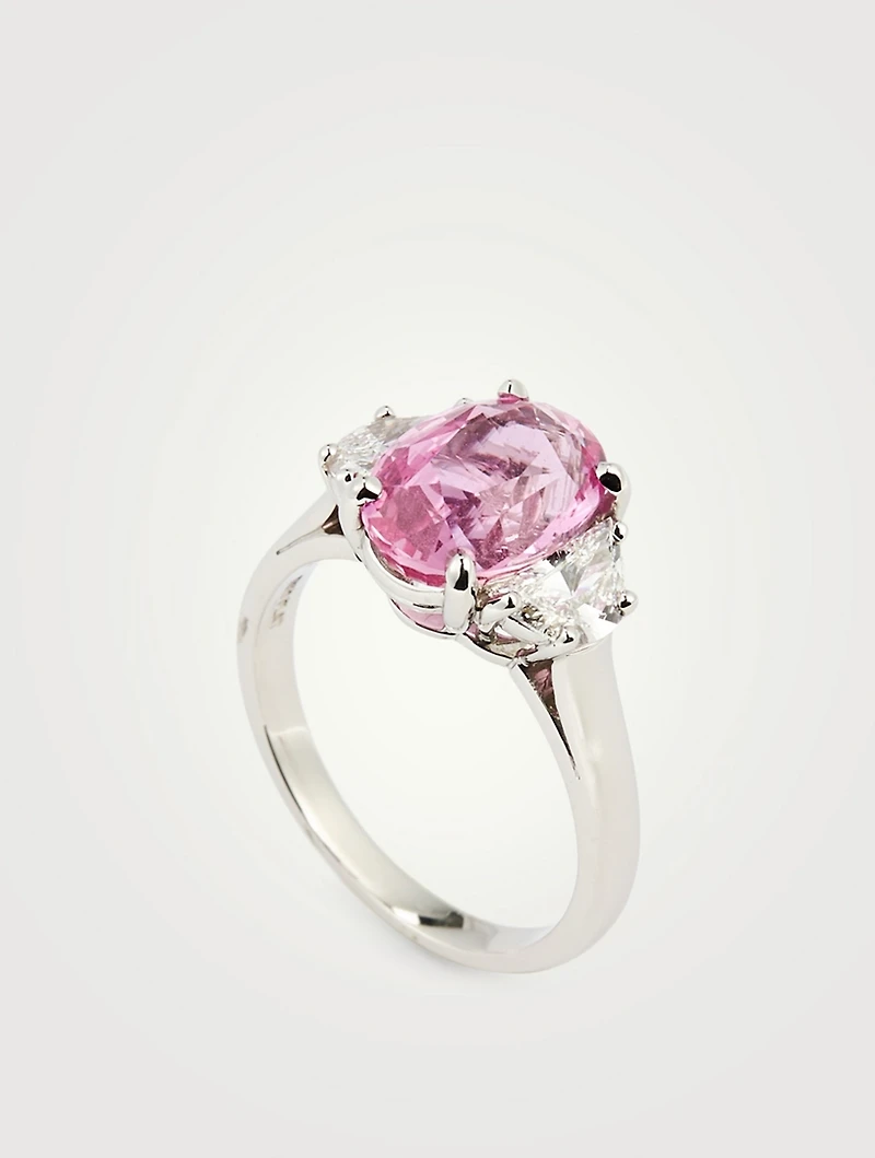 Oval Padparadscha Sapphire Ring With Diamonds