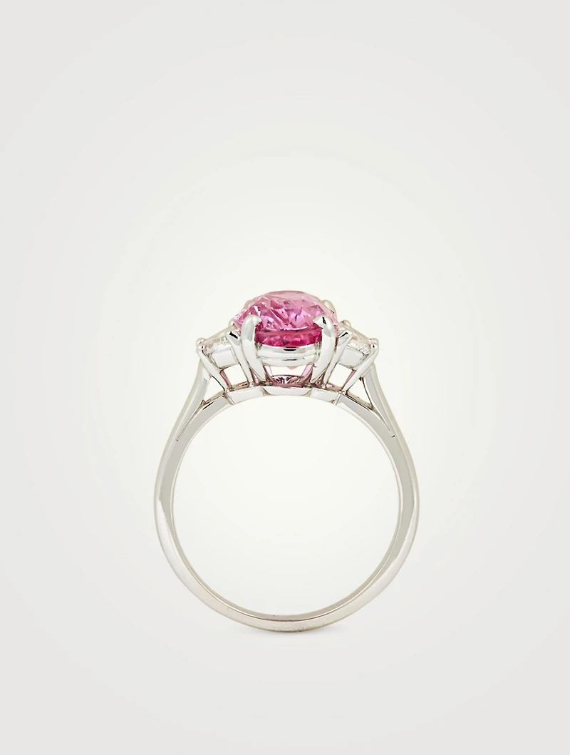 Oval Padparadscha Sapphire Ring With Diamonds